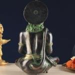 Brass Hanuman Meditation Idol 11" | Black & Green Tone | Lord Ram Engraving | 5 kg Divine Energy | 7" Width, 4.5" Depth | Invite Positivity & Good Health